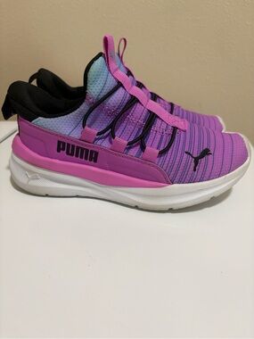Puma Kids' Pink and Black Gradient Lace-Up Sneakers